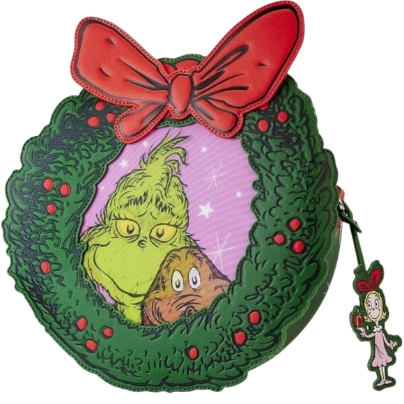 Grinch Wreath Womans Bag with Red Strap - Picture 2 of 7